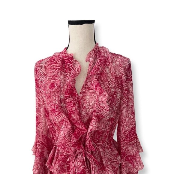 Ted Baker floral print sheer ruffle maxi dress size 1 - Picture 2 of 7